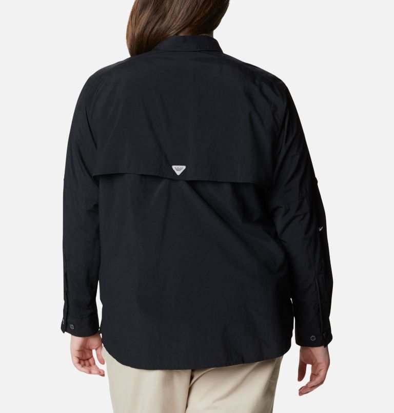 Women's Columbia PFG Bahama Long Sleeve Shirts Black | Plus Size CA-W4A58